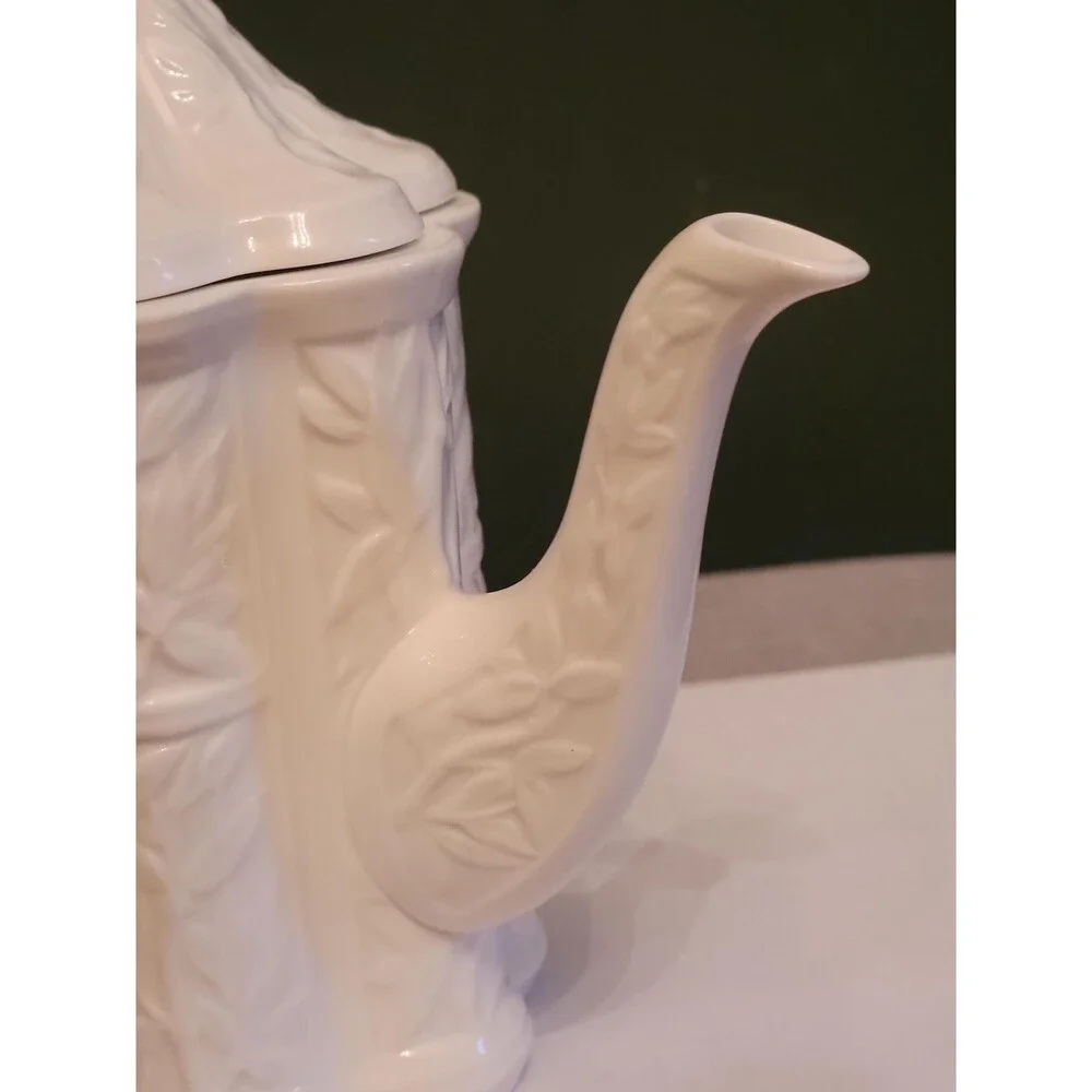 Vintage Spode F1420 Embossed Bamboo & Trellis Teapot - Spode Bone China England